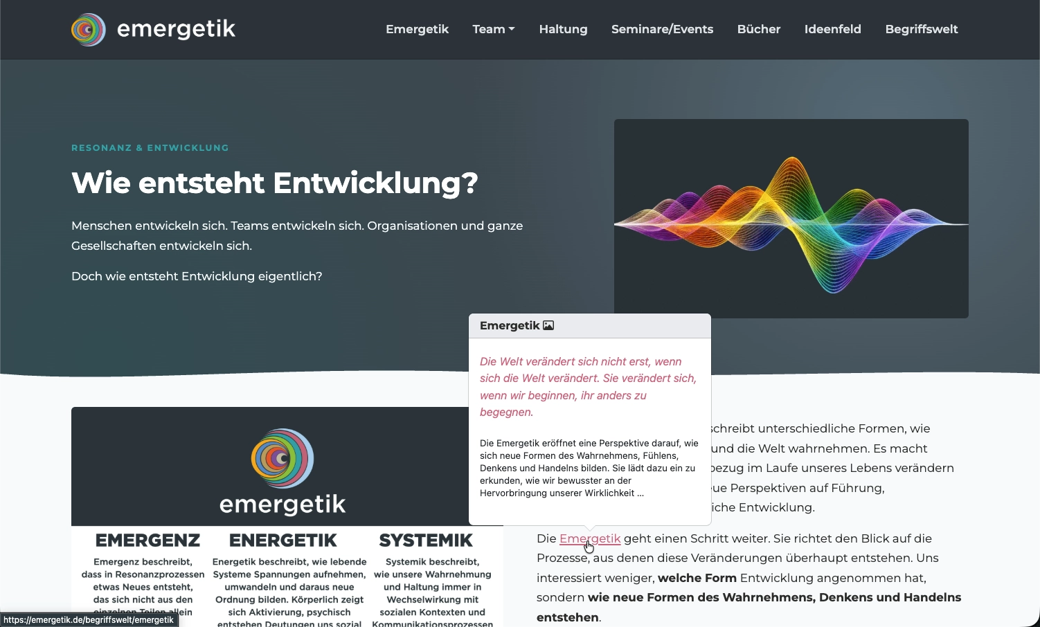 Startseite von emergetik.de